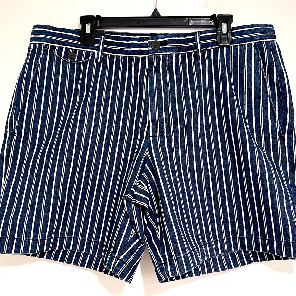 NWT Men's Banana Republic Navy Lived In Chino Shorts Size 36 Slim Fit 7” Inseam